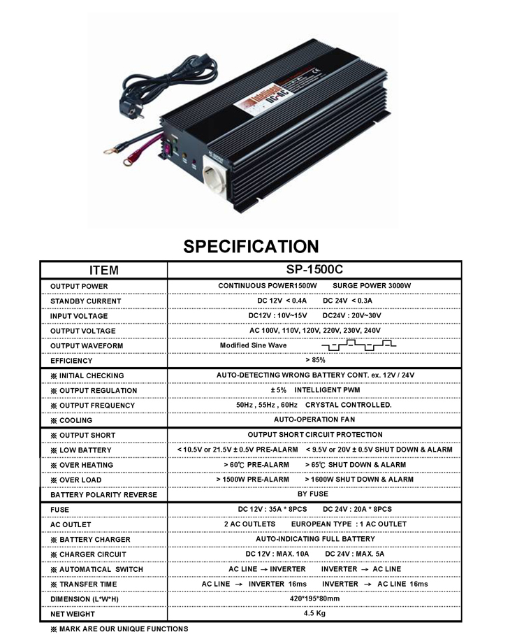 Inverter DC-AC SP1500C-10A